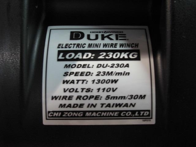 Tời cáp điện 230kg Duke DU-230A / DU-230A Duke Electric Wire Rope Winch