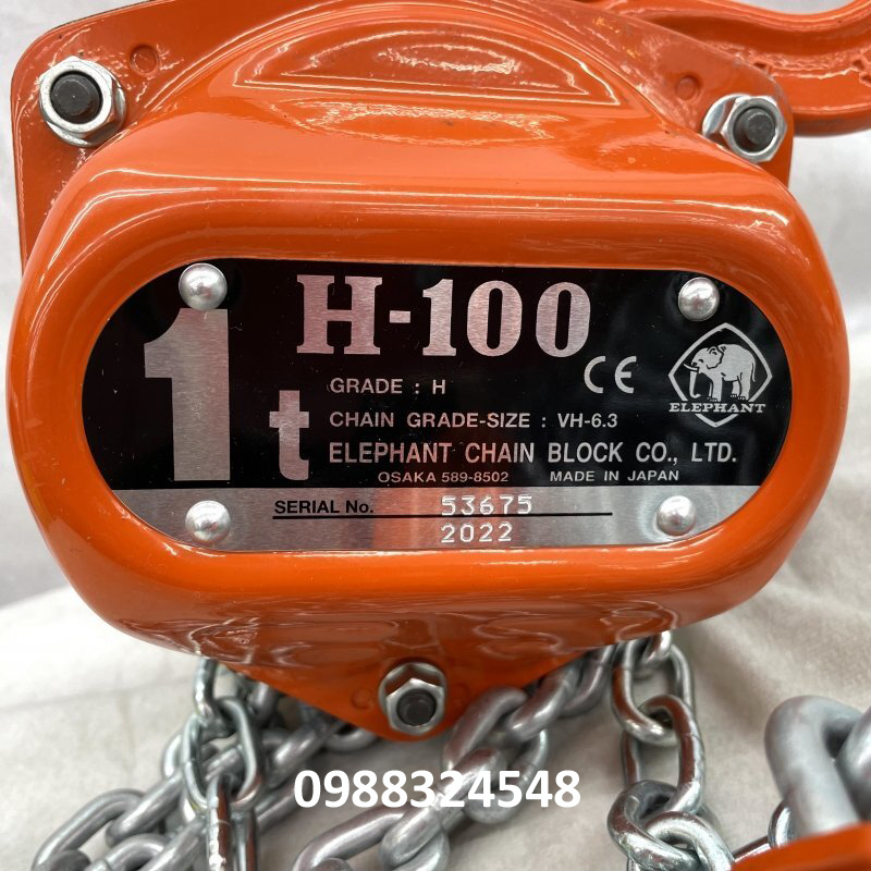 Pa lăng kéo tay 1 tấn Elephant H-100 / H-100 Elephant Manual Chain Hoist