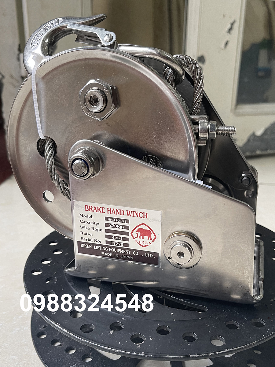 Tời quay tay inox 304 Riken HM-1200W-SS