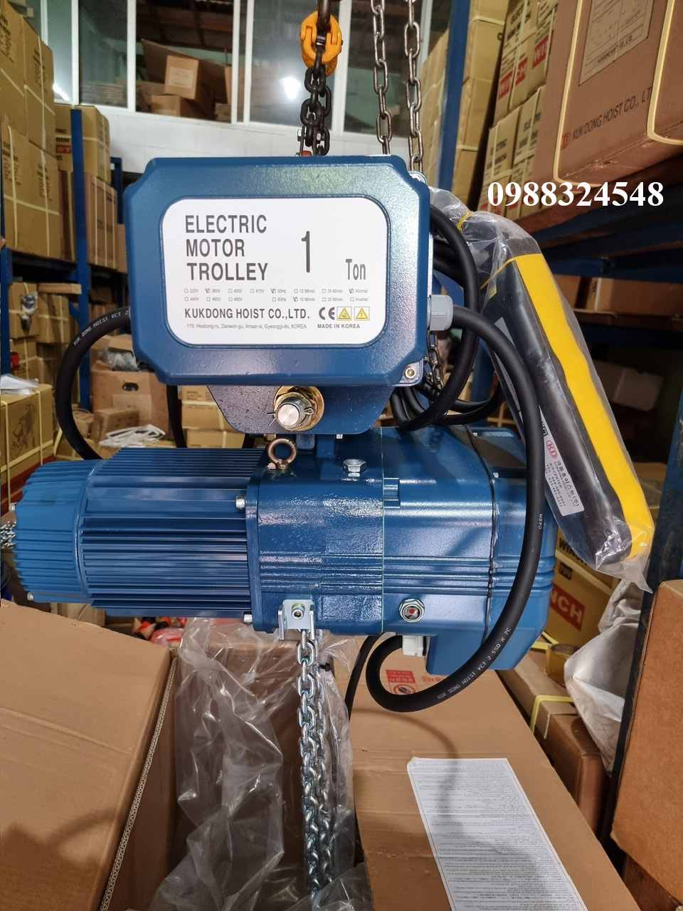 Pa lăng điện xích Kukdong 1 tấn KD-1M / KD-1M Kukdong Electric Chain Hoist