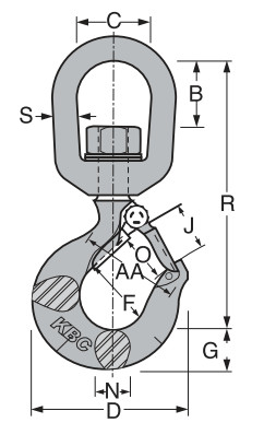 Móc cẩu KBC KP-1336/ KBC KP-1336 Swivel Hook