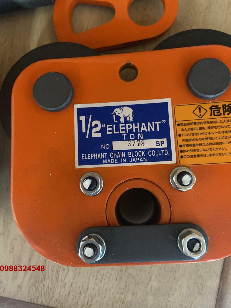 Con chạy đẩy tay 0.5 tấn Elephant P-0.5/ 0.5 ton P-0.5 Elephant Plain Trolley