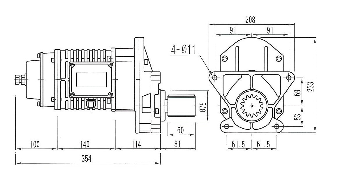 Motor dầm biên 1.5kw PZ-150A / 1.5kw Geared Motor