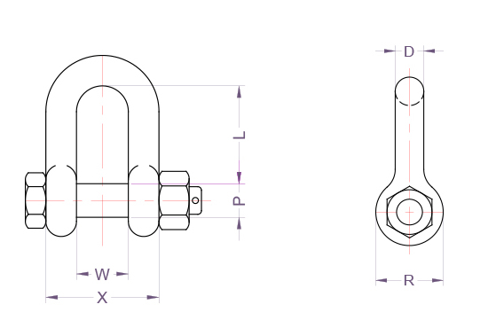 Ma ní U Daichang SHSB/ SHSB Safety Bolt Type Shackles