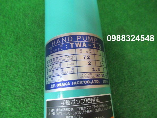 Bơm tay thủy lực Osaka TWA-1.3 / TWA-1.3 Osaka Hydraulic Hand Pump