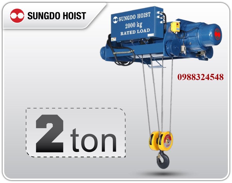 Pa lăng cáp điện Sungdo dầm đôi 2 tấn SD2-H12-MH