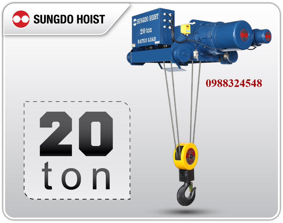 Pa lăng cáp điện Sungdo dầm đôi 20 tấn SD20-H12-MH