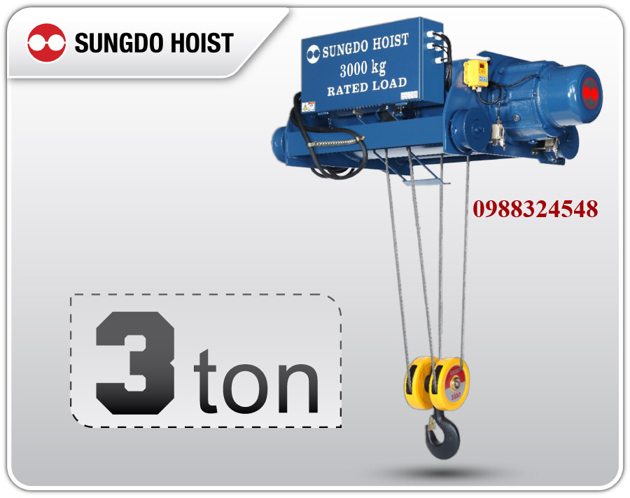Pa lăng cáp điện Sungdo dầm đôi 3 tấn SD3-H12-MH