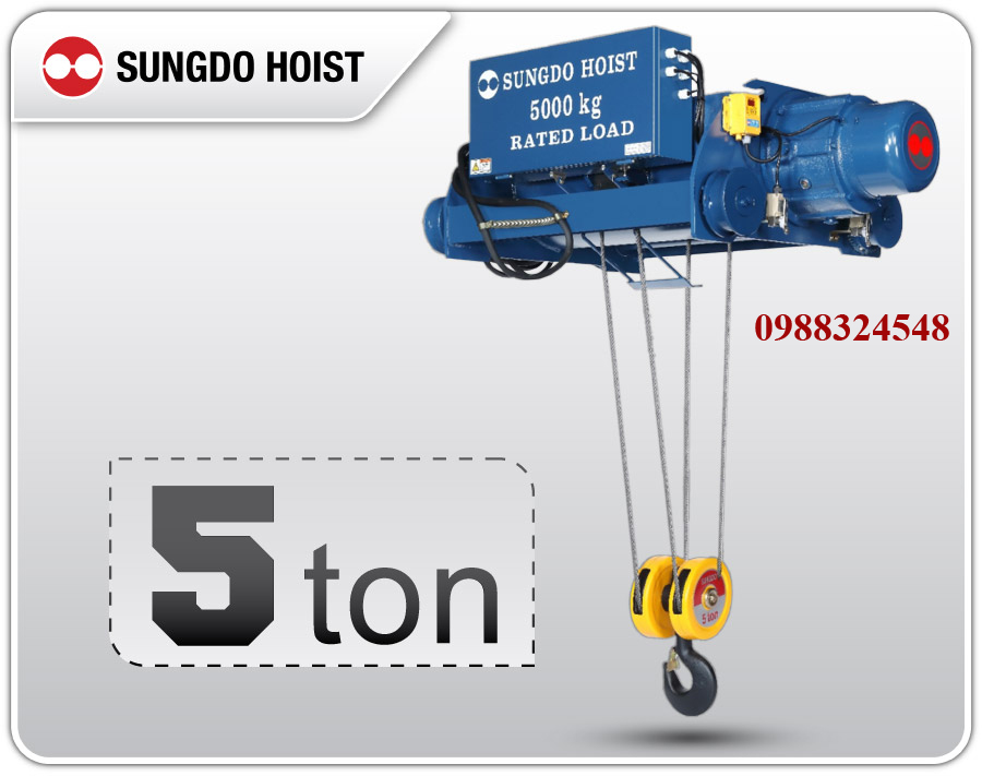 Pa lăng cáp điện Sungdo dầm đôi 5 tấn SD5-H12-MH