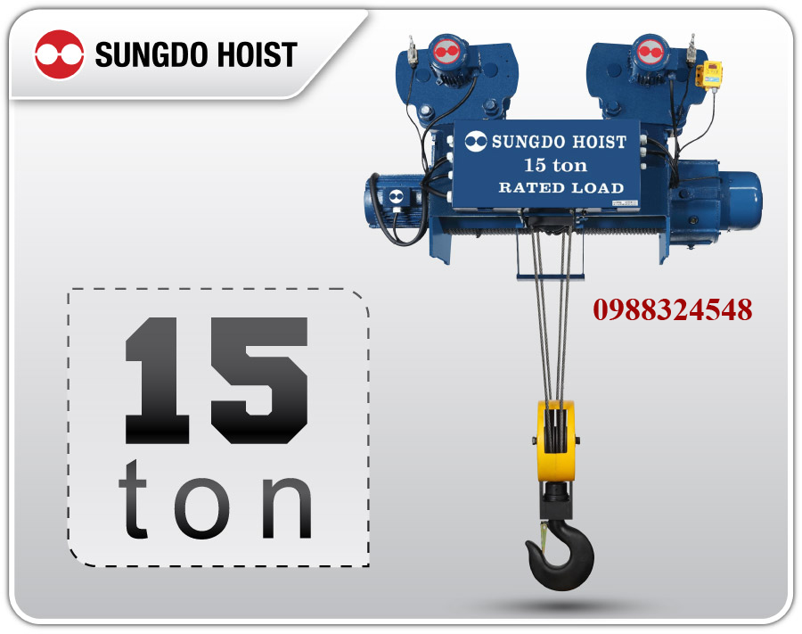 Pa lăng cáp điện Sungdo dầm đơn 15 tấn SM15-H12-MH