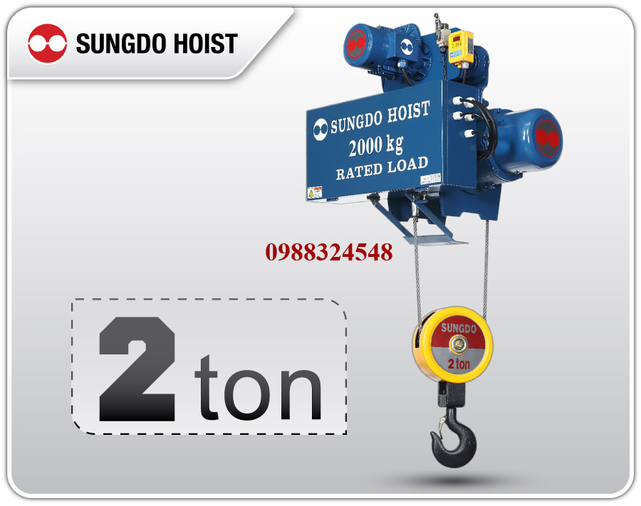 Pa lăng cáp điện Sungdo dầm đơn 2 tấn SM2-H6-MH